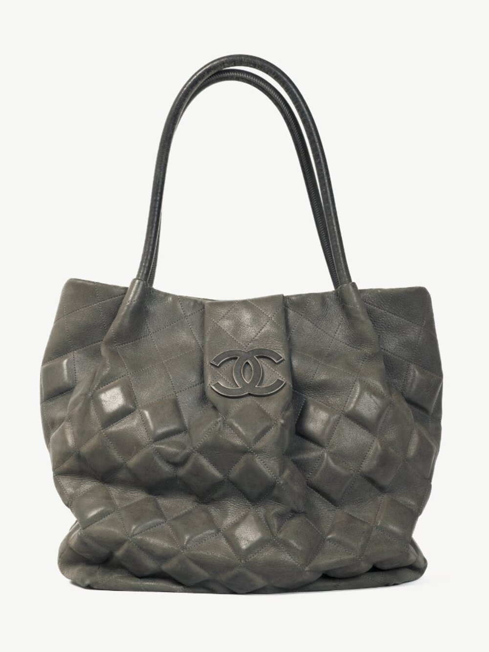 Chanel Sloane Square Grey Leather Quilted Tote